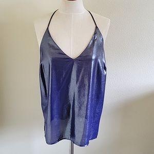 Metallic Purple Foil Tank by TOPSHOP